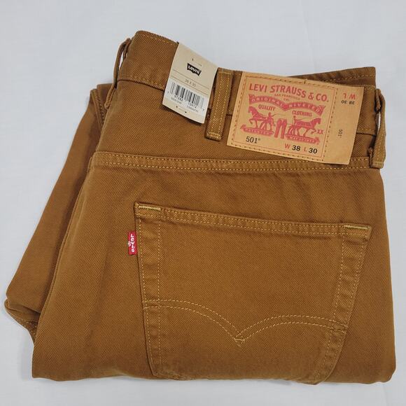 Levi's 501 Original Button-Fly Jeans men's size 38x30 brown straight classic New